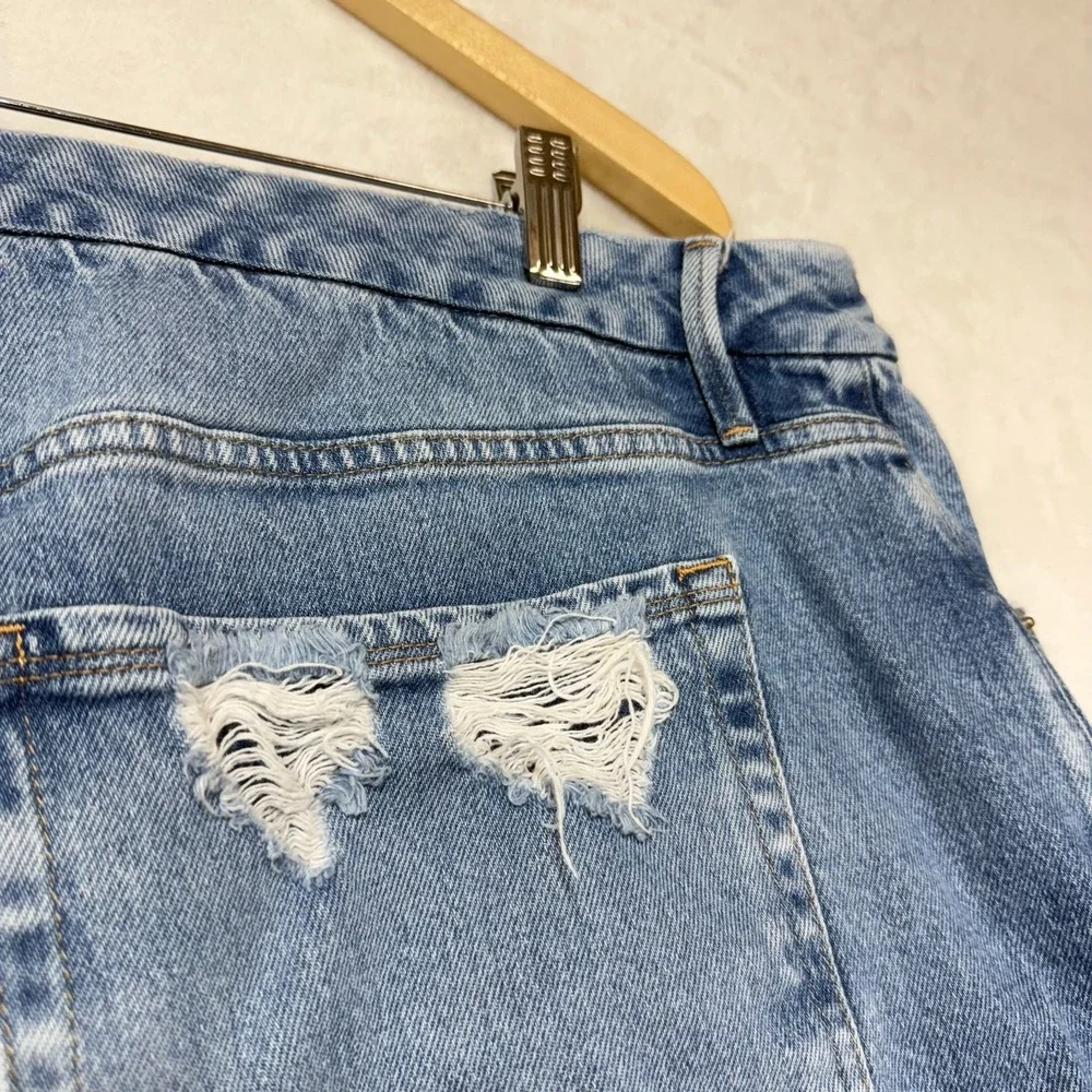 Good American 20W Plus Good Icon Denim Shorts Retro Distress Ripped Summer Beach - Picture 5 of 12